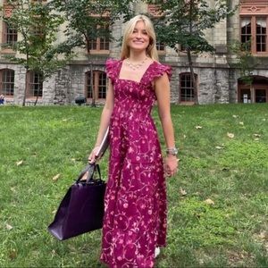 Hill House Home Ellie Nap Dress Burgundy Botanical